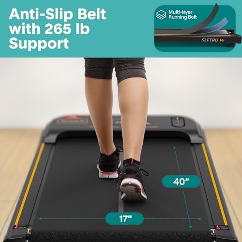 SereneLife Portable Foldable Treadmill | 8.7 MPH Shock Absorption | Under Desk Walking Mat for Home Office | 350lb Capac
