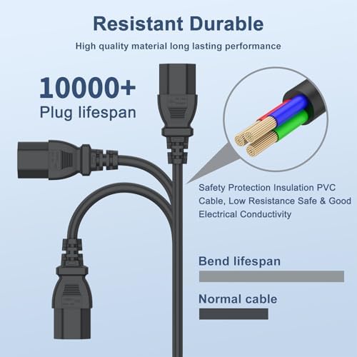 Horizon Fitness 5ft AC Power Cord | 3 Prong Charger for Treadmills & Ellipticals | Compatible with BowFlex, Sole, Goplus