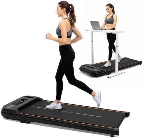 SereneLife Portable Foldable Treadmill | 8.7 MPH Shock Absorption | Under Desk Walking Mat for Home Office | 350lb Capac