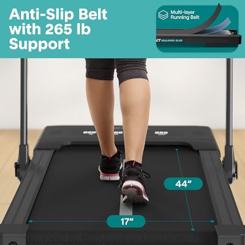 SereneLife Portable Foldable Treadmill | 8.7 MPH Shock Absorption | Under Desk Walking Mat for Home Office | 350lb Capac