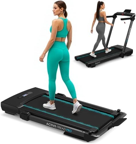 SereneLife Portable Foldable Treadmill | 8.7 MPH Shock Absorption | Under Desk Walking Mat for Home Office | 350lb Capac