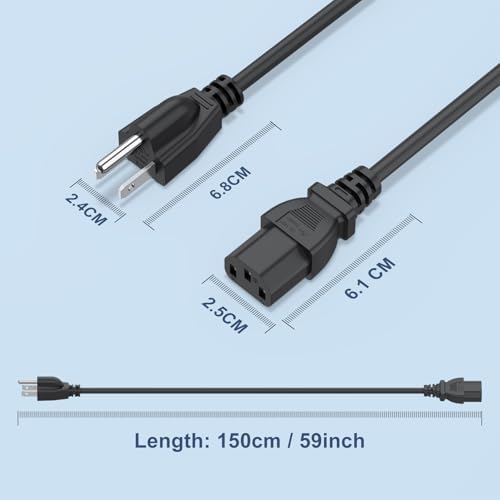 Horizon Fitness 5ft AC Power Cord | 3 Prong Charger for Treadmills & Ellipticals | Compatible with BowFlex, Sole, Goplus