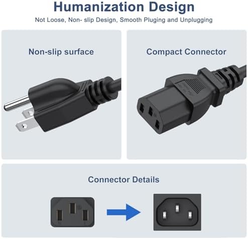 Horizon Fitness 5ft AC Power Cord | 3 Prong Charger for Treadmills & Ellipticals | Compatible with BowFlex, Sole, Goplus