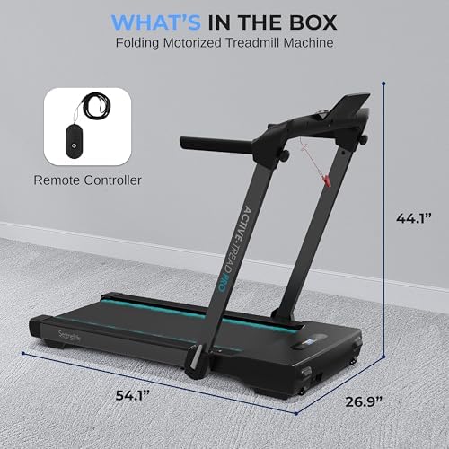 SereneLife Portable Foldable Treadmill | 8.7 MPH Shock Absorption | Under Desk Walking Mat for Home Office | 350lb Capac