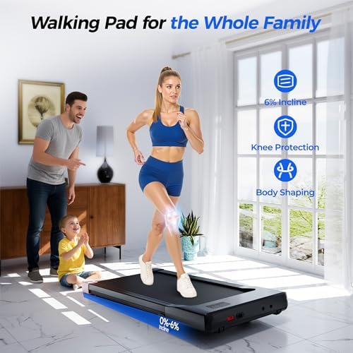 SuperRun Incline Walking Pad - 3 in 1 Portable Under Desk Treadmill for Home & Office Use, |5 HP Quiet Mini Treadmill wi