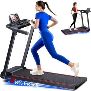 Portable Folding Treadmill with 8% Incline for Walking and Running - |0HP Brushless Motor, Shock-Absorbing Walking Pad w