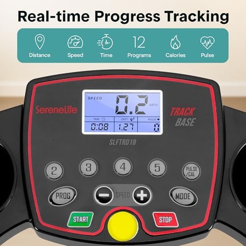 SereneLife Portable Foldable Treadmill | 8.7 MPH Shock Absorption | Under Desk Walking Mat for Home Office | 350lb Capac