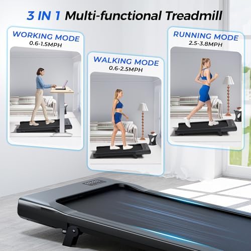 SuperRun Incline Walking Pad - 3 in 1 Portable Under Desk Treadmill for Home & Office Use, |5 HP Quiet Mini Treadmill wi