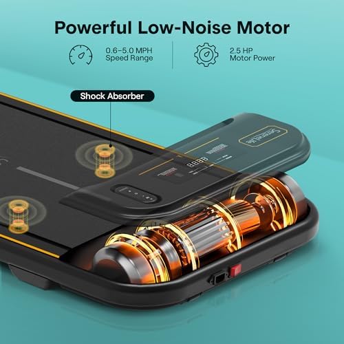 SereneLife Portable Foldable Treadmill | 8.7 MPH Shock Absorption | Under Desk Walking Mat for Home Office | 350lb Capac